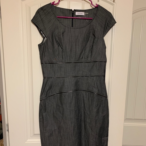 CALVIN KLEIN GREY DENIM DRESS NEW - Picture 1 of 6
